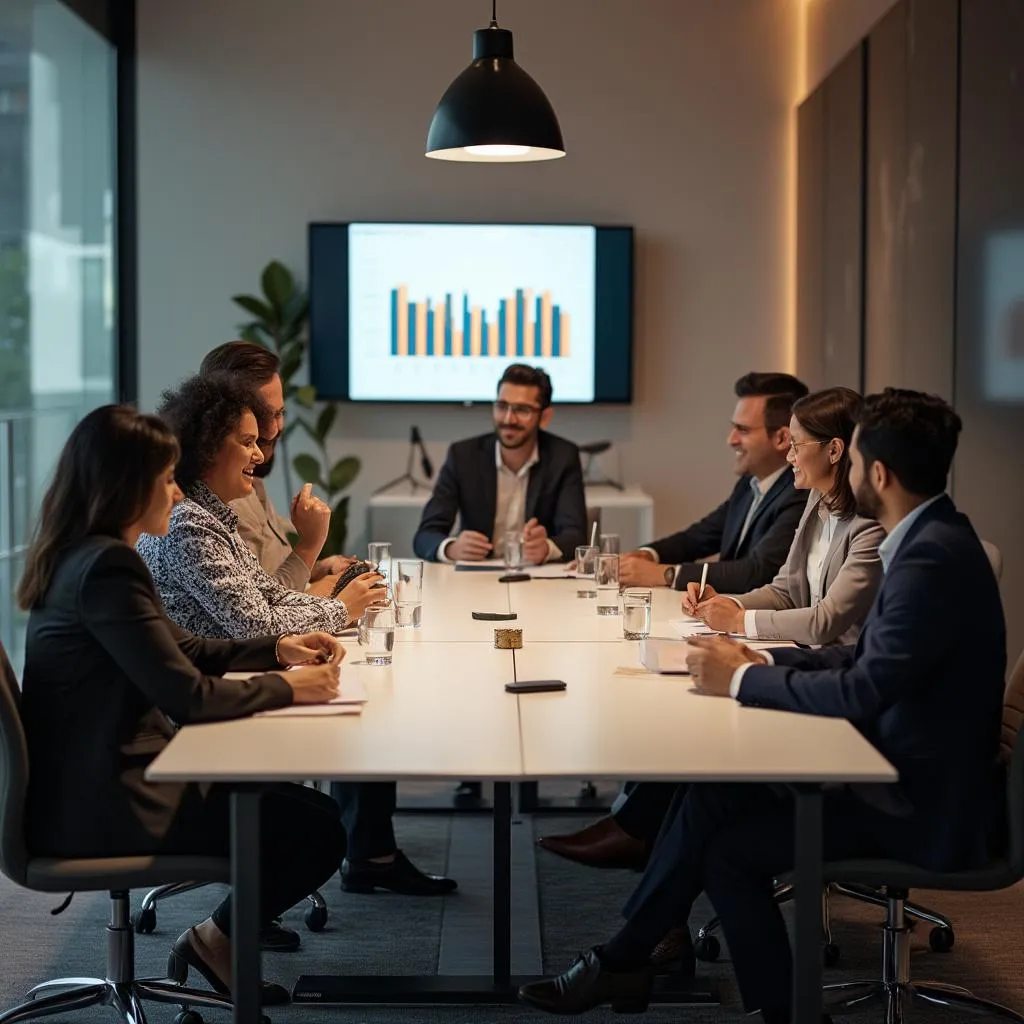 Equipo de profesionales financieros en reunión estratégica